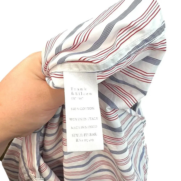 Frank & Eileen Finbar Button Down Shirt White‎ Red Blue Pinstripe Mens Size XL - Picture 10 of 11